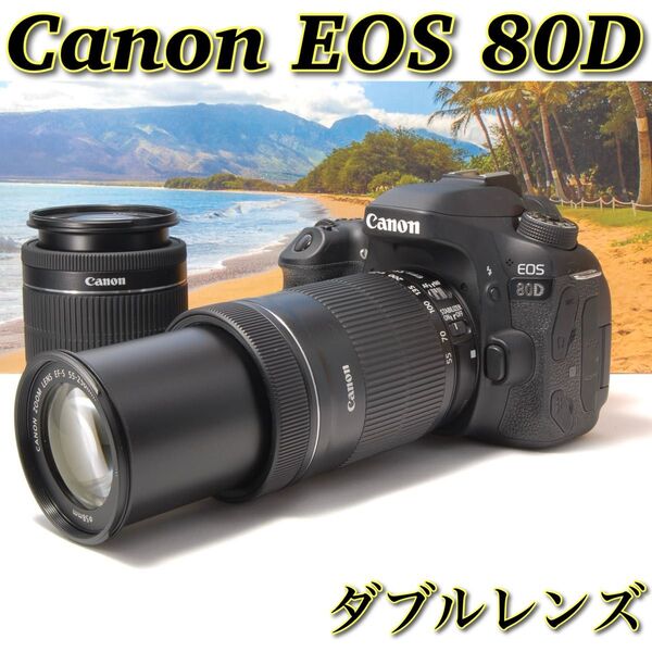 WiFi搭載 Canon EOS 80D ダブルレンズ バリアングル 自撮りOK