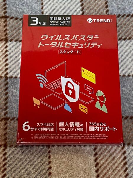 トレンドマイクロ ウイルスバスター トータルセキュリティ スタンダード 3年版 6台可能 パッケージ メディアレス 【新品未開封】
