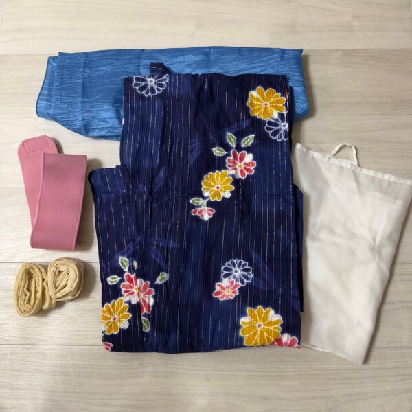 浴衣セット ネイビー 紺色 水色