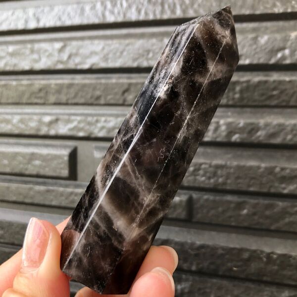 【特大サイズ!虹入り!早い者勝ち】最強魔除け 天然石 モリオン 黒水晶 ポイント 六角柱