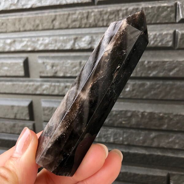 【特大サイズ!残りわずか!最強魔除け】虹入り 天然石 モリオン ポイント 黒水晶 パワーストーン
