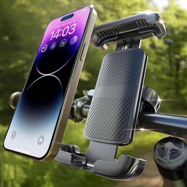 LISEN 自転車用スマホホルダー 防振 片手操作 スマホスタンド 360度回転 クイック取付 4.7-6.8インチ バイク用