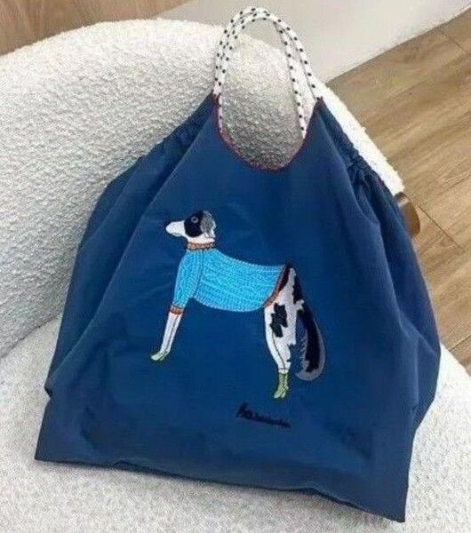 犬柄 刺繍バッグ エコバッグ ナイロンバッグ トートバッグ Мサイズ ボールアンドチェーン ボルゾイ お好きな方