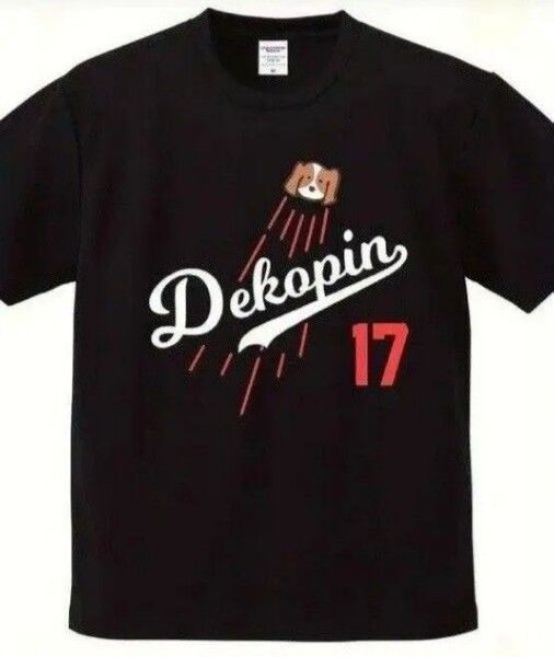 新品 デコピン Tシャツ 黒 XL 大きいサイズ ブラック 大谷翔平 犬柄 黒