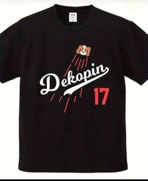 新品 デコピン Tシャツ 黒 2XL XXL 大きいサイズ ブラック 大谷翔平 犬柄