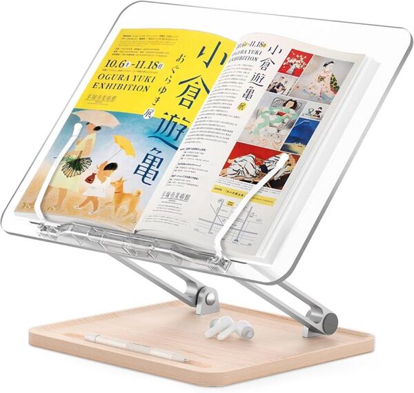 ブックスタンド 卓上 書見台 本読み台 アクリル 木製台 クリア