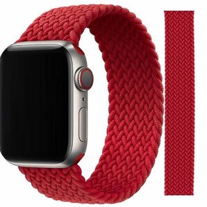 Apple Watch 40mm バンド 一体式ブレイデッドソロループ 交換ベルト適用手首サイズ145mm レッド
