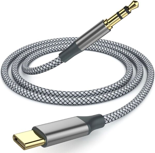 USB C - 3.5mm AUXケーブル Type C - オス アダプター ステレオ延長オーディオコード 1.2M