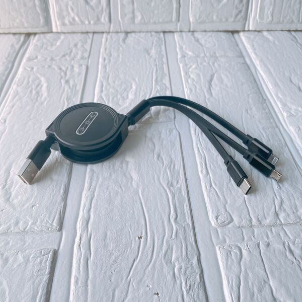 巻取り式充電ケーブル 3in1 Micro USB ケーブル 120cm