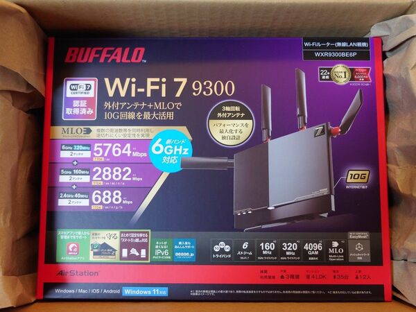 新品未開封 バッファロー(Buffalo) Wi-Fi 7対応 ルーター AirStation WXR9300BE6P 即発送