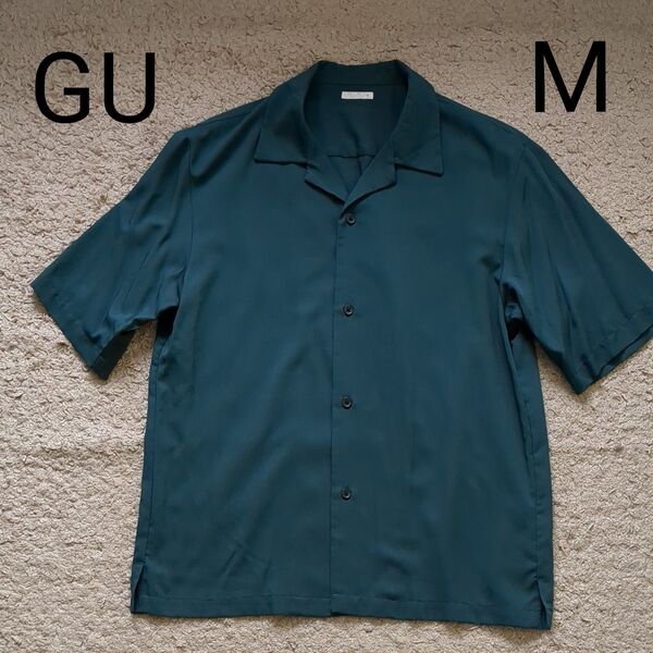 GU ジーユー メンズ 開襟シャツ グリーン Mサイズ