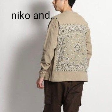 niko and... ニコアンド メンズ 長袖 ロンT HAV-A-HANK ハバハンク バンダナ柄 バックプリント