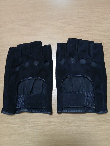 新品シープスキン ドライビング グローブ 黒 サイズ(24)L ハーフフィンガー
