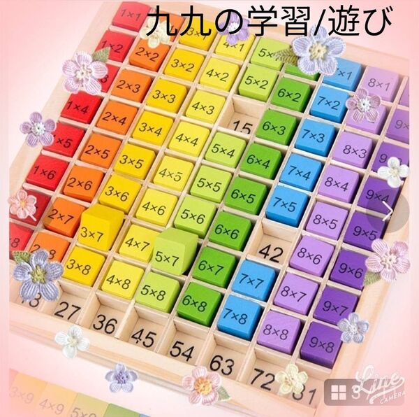 かけ算 (九九) 教育/知育 学習用 玩具 木製 キッズ 積み木 遊びで学ぶ
