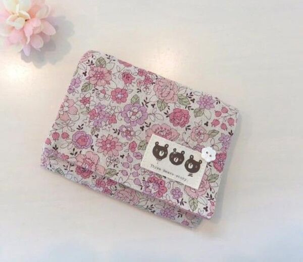 ハンドメイド*移動ポケット*YUWAフラワー*小花柄*ピンク*水玉*くすみピンク