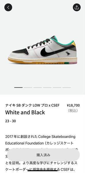 ナイキ SB ダンク LOW プロ × CSEF White and Black