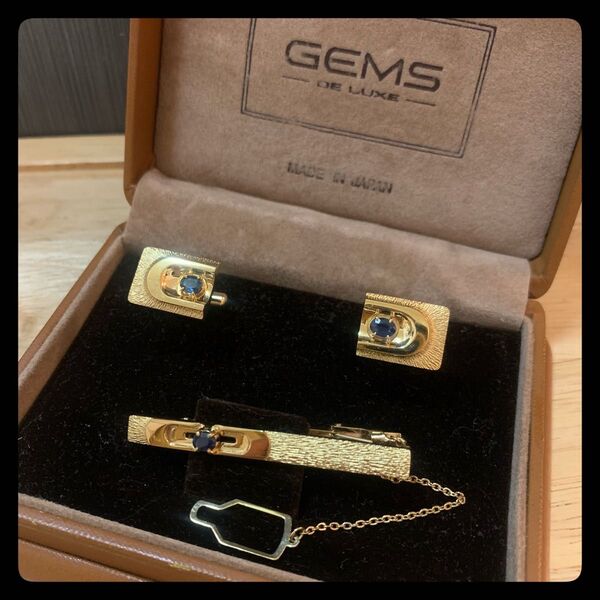 GEMS SUN EAGLE タイピン カフス ゴールド ブルー ストーン