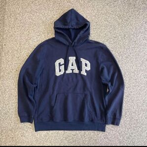 GAP ギャップ パーカー 刺繍 ネイビー トップス スウェット 古着 90s