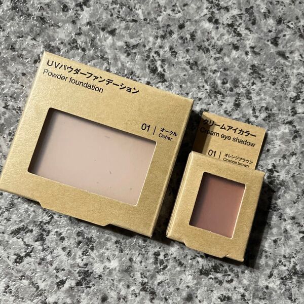 【2個セット】無印良品 UV パウダーファンデーション 01 オークル SPF30PA クリームアイカラー 01オレンジブラウン