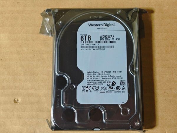 Western Digital 6TB HDD WD60EZAX 未開封品