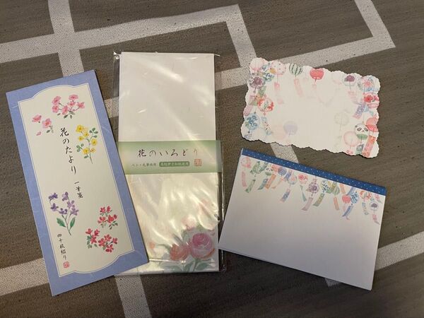 ◆美品◆花柄便箋・封筒・カードセット