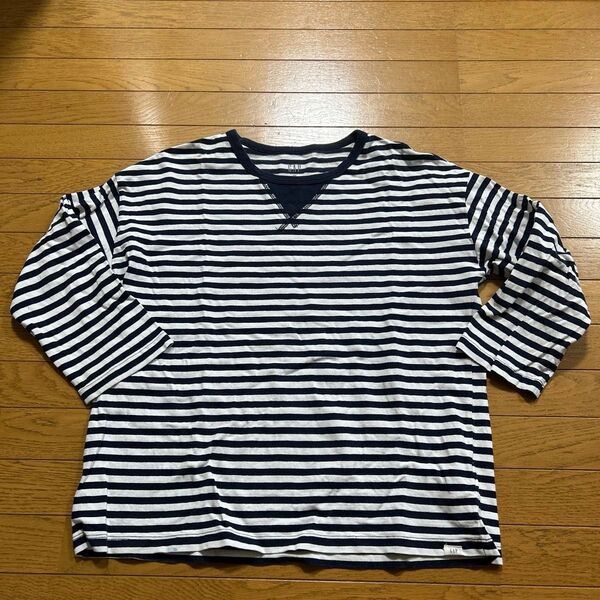 160 GAP ボーダー 七分袖 カットソー ネイビー×ホワイトキッズXXL(160)