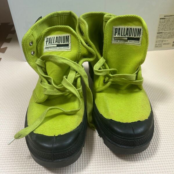 PALLADIUM パラディウム ハイカットスニーカー 黄緑 サイズ7 フランス製 25.0
