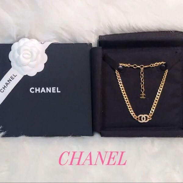 CHANEL ネックレス チョーカー キラキラ輝くココマーク ラインストーン ゴールド