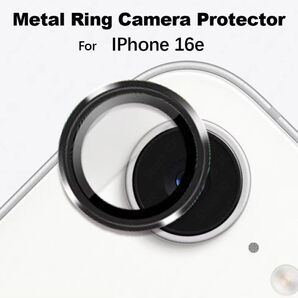 iPhone16e カメラカバー カメラフィルム レンズ 保護ガラス 独立型 メタルリング ブラック iphone 16e カバー