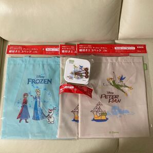 キリンオリジナル ディズニーデザイン 紐付きエコバッグ 3枚 &フードコンテナ1個