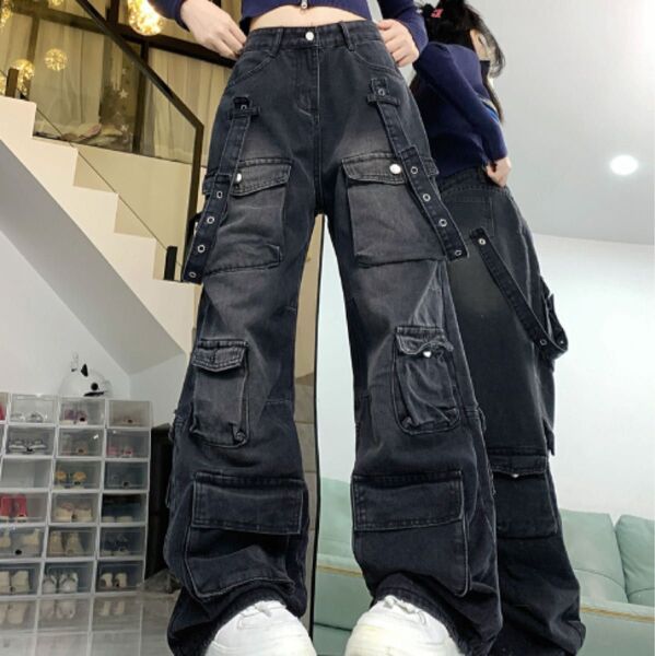 ストリート カーゴパンツ デニム ボトムス パンツ 韓国 バギージーンズ Y2K