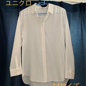 ユニクロ ブラウス シャツ レーヨン Mサイズ 長袖 ホワイト