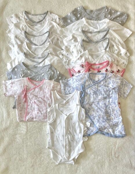 【★当日発送★】出産準備 新生児肌着 春夏 ベビー肌着 16着 まとめ売り 男の子 女の子 綿100 コンビ肌着 短肌着