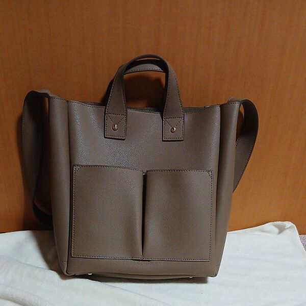 2way トートバッグ ハンドバッグ ショルダーバッグ ブラウン