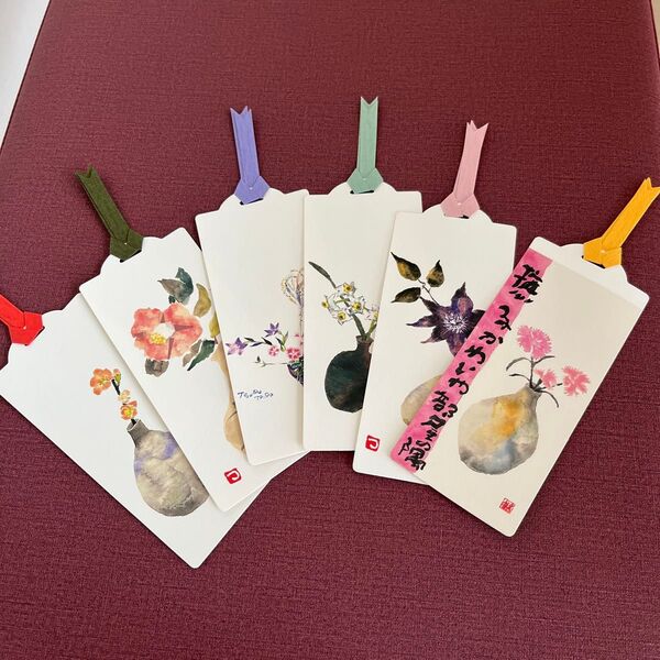 花柄 しおり 6枚セット 片岡鶴太郎 美術館 草津