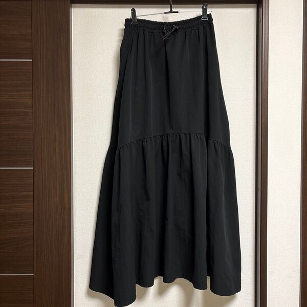 【古着】 ロング スカート ブラック ウエストゴム Mサイズ ウエスト64〜70cm