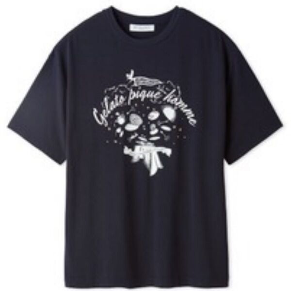 新品未開封タグ付き ジェラートピケオム レーヨンロゴTシャツ ネイビー 定価5,390円