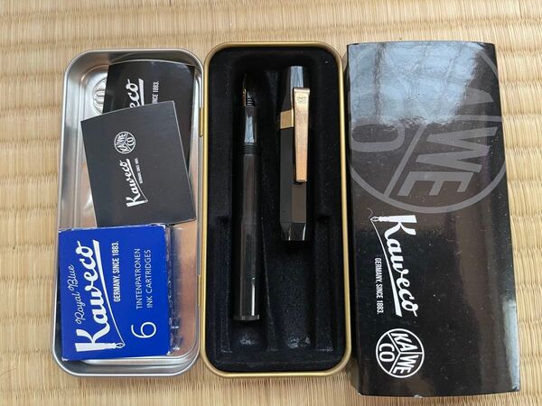 【Kaweco Sport 万年筆セット】ドイツ製 ブラック/元箱・専用缶・インクカートリッジ付き カヴェコ スポーツ 万年筆