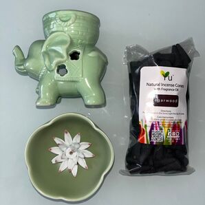 お買い得!日本未入荷 お香セット お香立て アロマポット 陶器 置物