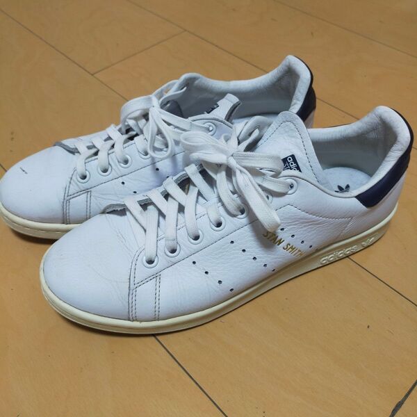 adidas アディダス STANSMITH スタンスミス ホワイト スニーカー 本皮 レザー ネイビー 25.5cm