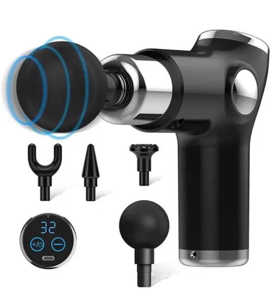 筋膜リリースガン MINI 32段階振動強力振動 筋膜ガン 4個ヘッド付属 Type-C充電式 軽量460g 携帯便利