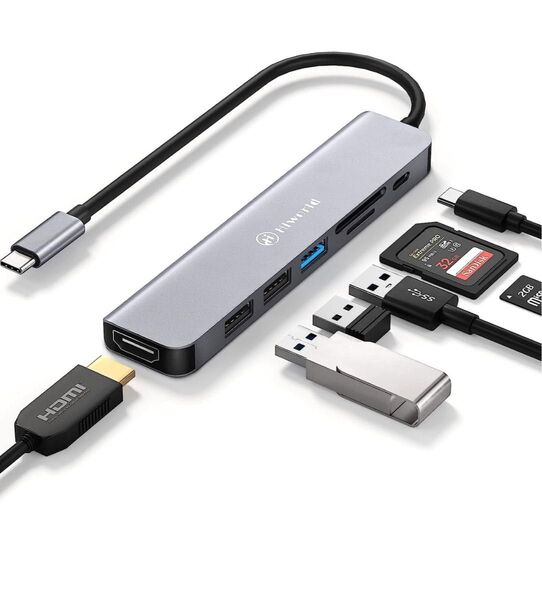 USB C ハブ 7-in-1 ドッキングステーション トリプルディスプレイ Type C ハブ 変換アダプタ【4K HDMI
