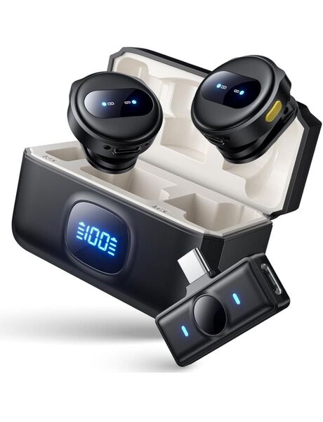 【2025業界新型】ピンマイク ワイヤレス iPhone/iPad/Android/PC対応 2人同時使用 瞬時接続 360°集音