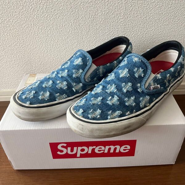 Supreme × Vans Slip-On Hole Punch Denim "Blue"