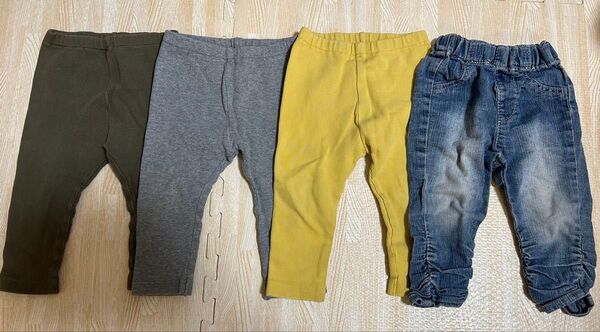 4枚セット まとめ売り 男の子 女の子 UNIQLO リブパンツ 洗い替え 保育園 外遊び デニム パンツ レギンス