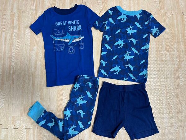 上下セット パジャマ キッズ パンツ Tシャツ 半袖 ハーフパンツ サメ 男の子