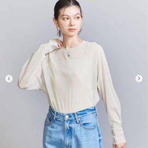 <BEAUTY&YOUTH>ポリエステルチュール ラグランスリーブ トップス
