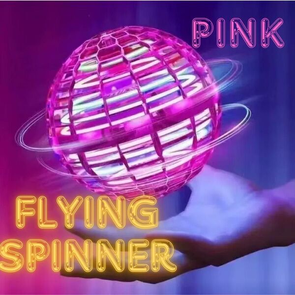 ピンク フライングスピナー フライングボール ジャイロ飛行 UFO おもちゃ