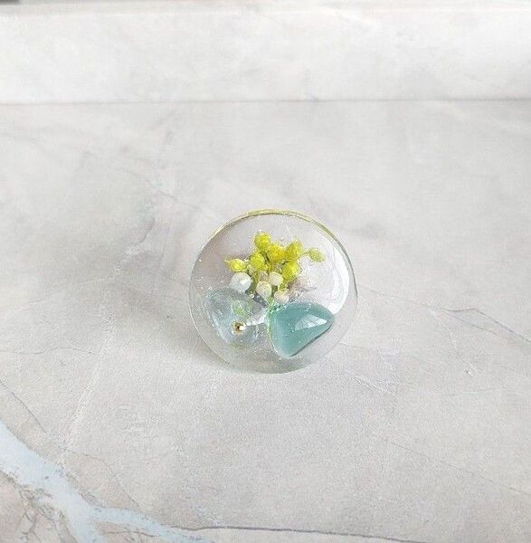 【お薦め】◆ハンドメイド◆ブローチ◆シーグラス◆レジン◆シルバー系◆オリジナル◆ピンブローチ◆ピンバッチ◆