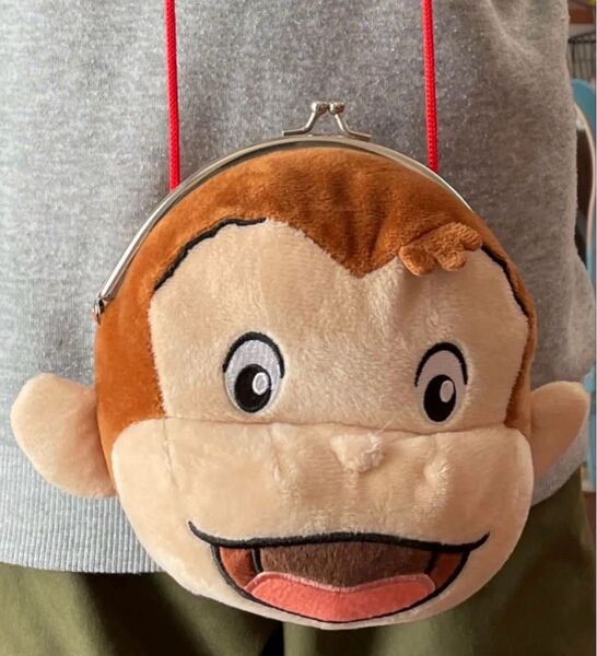 おさるのジョージ ぬいぐるみポーチ がま口 約15cm